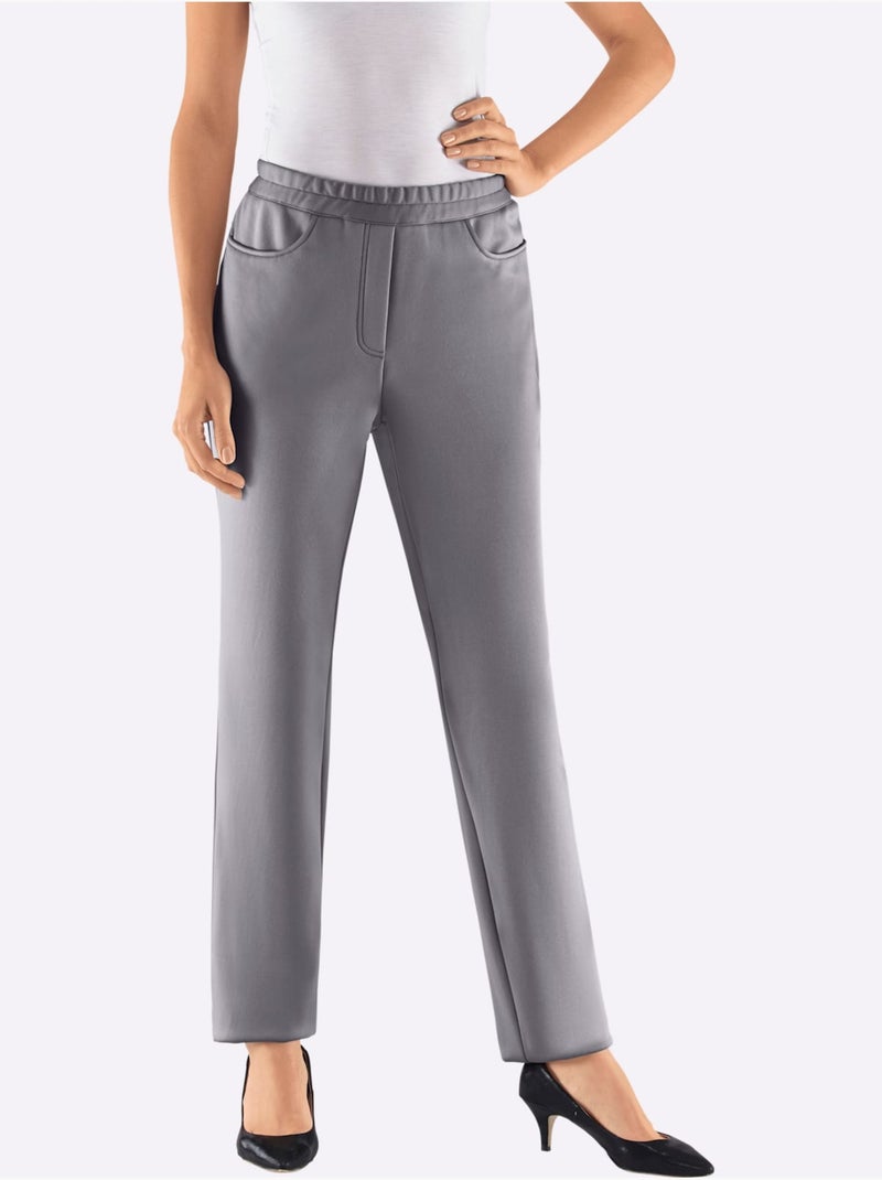 Pantalon softshell avec ceinture élastique et patte à glissière - taille courte - moda vilona Gris Argenté - Kiabi