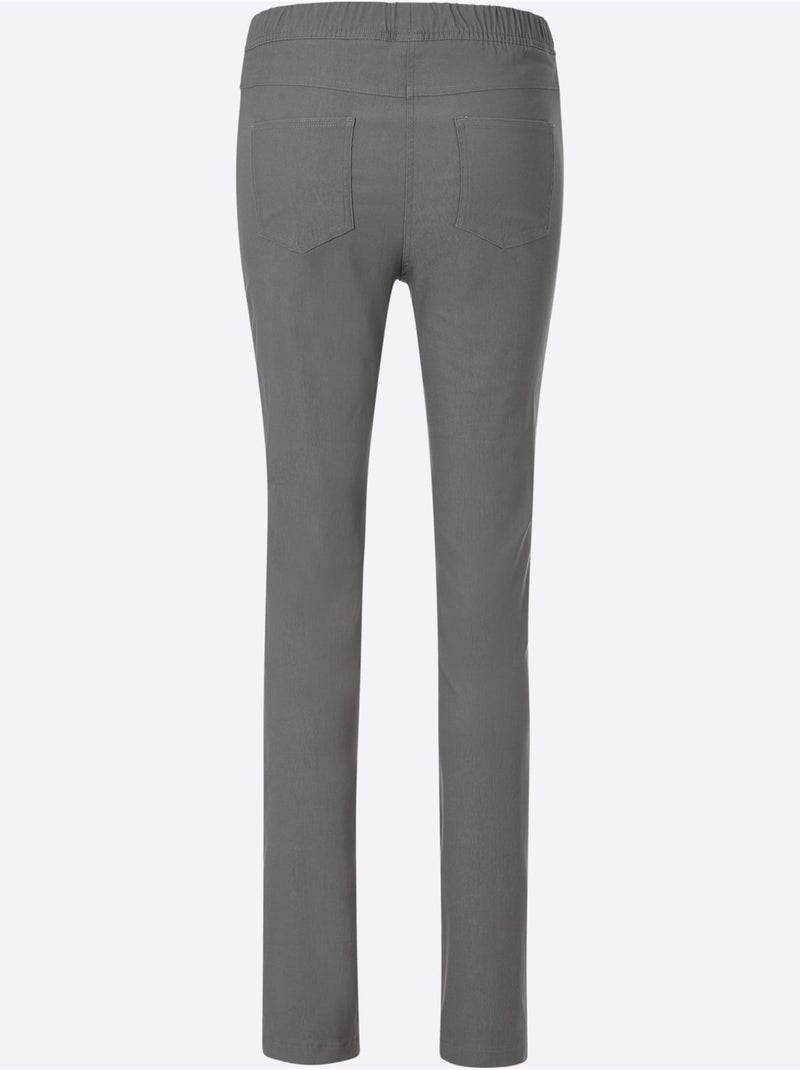 Pantalon souple à ceinture élastique avec intérieur doux et poches - taille courte - moda vilona gris anthracite - Kiabi