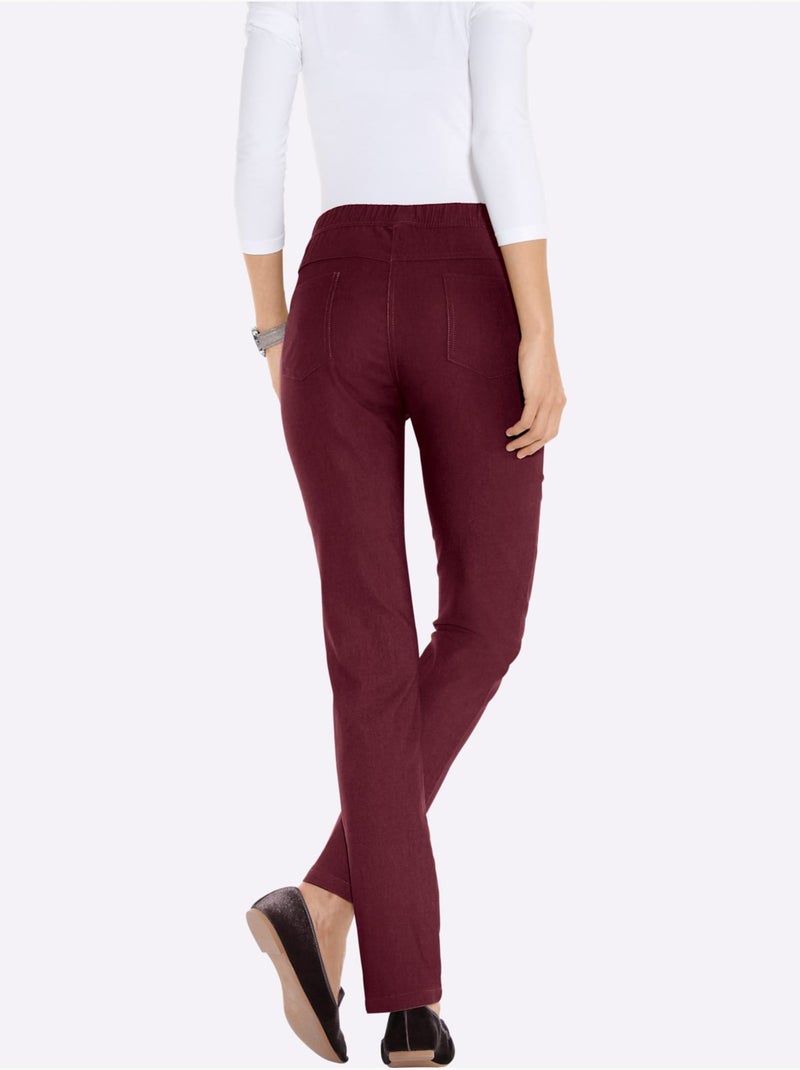 Pantalon souple avec ceinture élastique et poches pratiques - taille courte - moda vilona Bordeaux - Kiabi