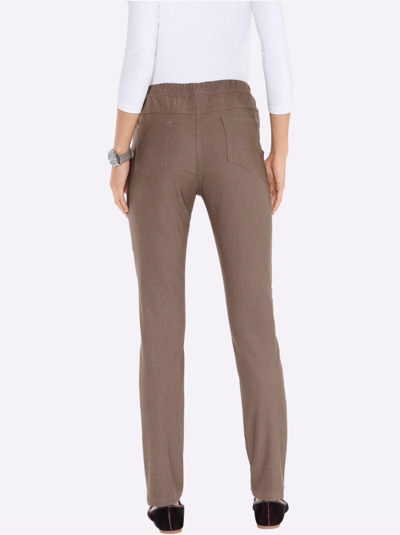 Pantalon souple avec ceinture élastique et poches pratiques - taille courte - moda vilona Gris taupe - Kiabi