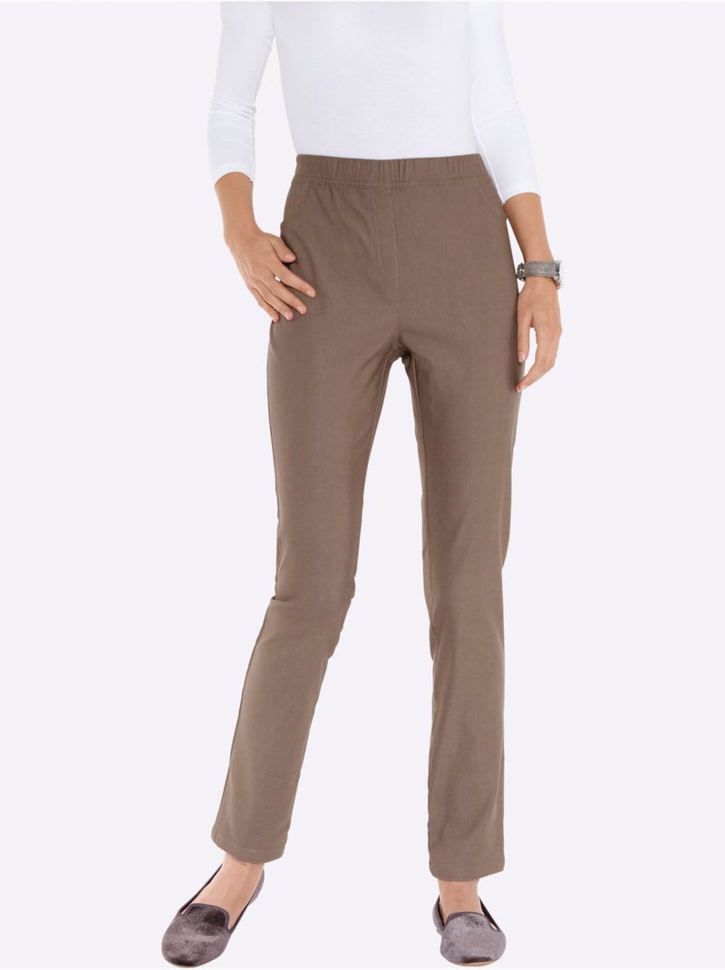 Pantalon souple avec ceinture élastique et poches pratiques - taille courte - moda vilona Gris taupe - Kiabi