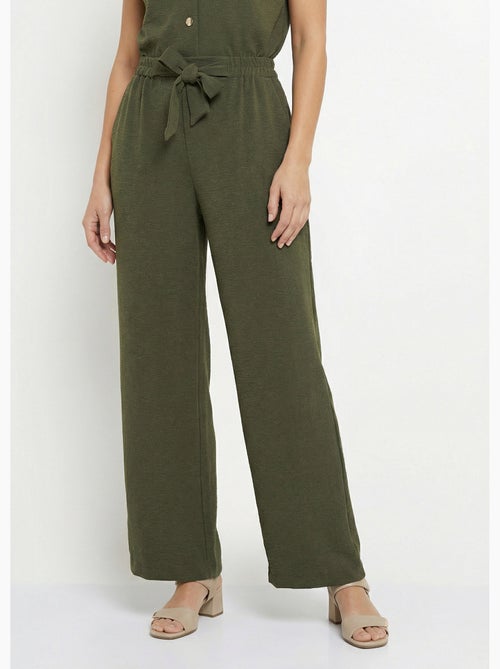 Pantalon souple texturé, noué taille - Afibel - Kiabi