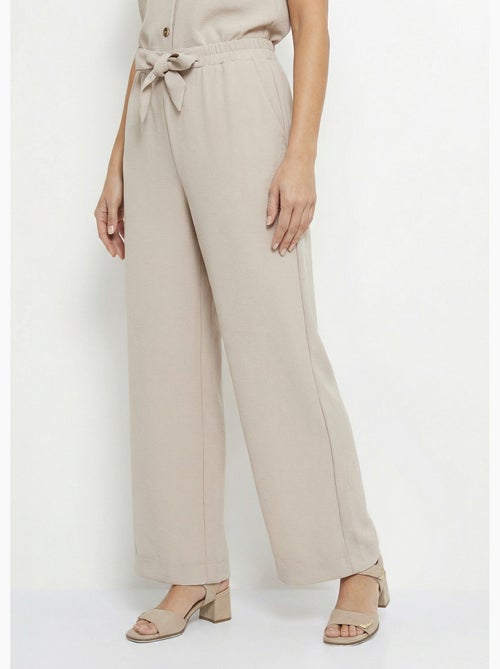 Pantalon souple texturé, noué taille - Afibel - Kiabi