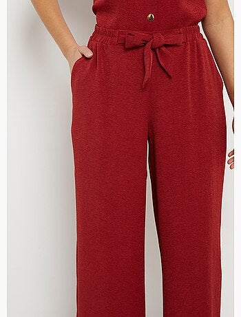 Pantalon souple texturé, noué taille - Afibel