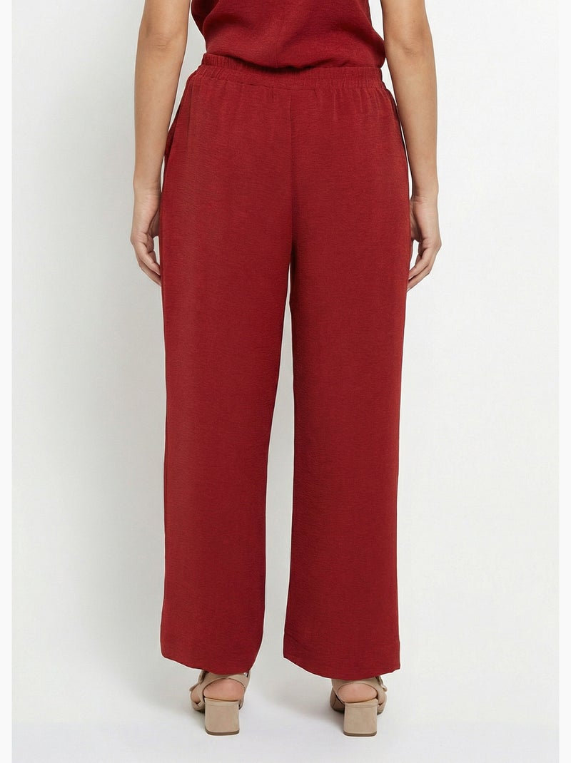 Pantalon souple texturé, noué taille - Afibel Terracotta - Kiabi