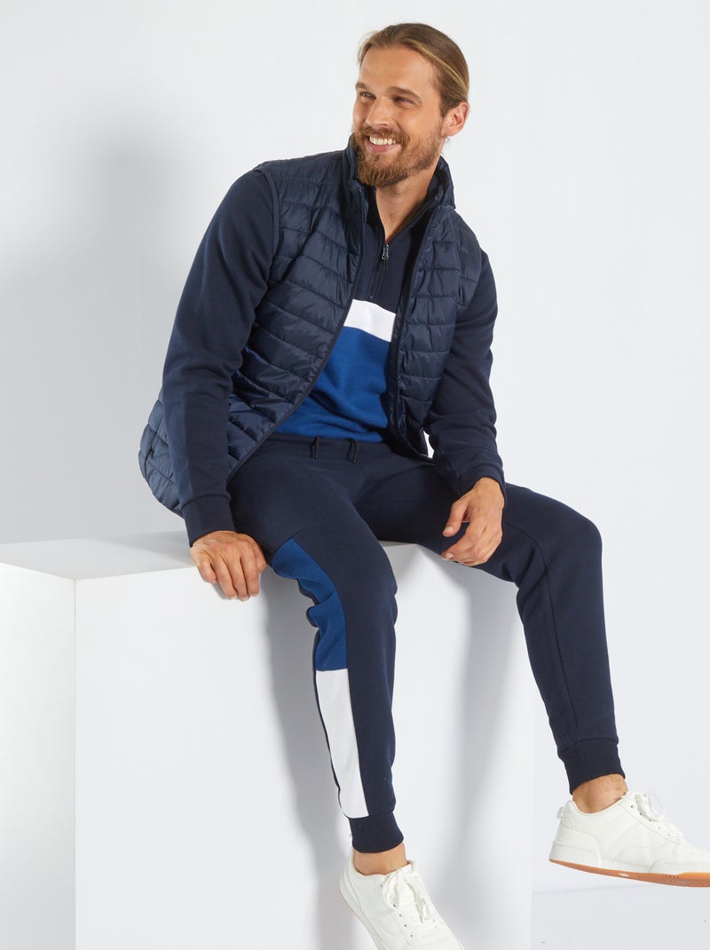Pantalon sport color block Bleu marine - Kiabi