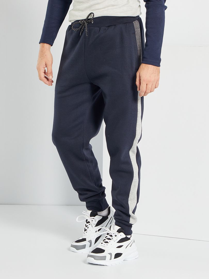 Pantalon sport color-block bleu marine/gris - Kiabi