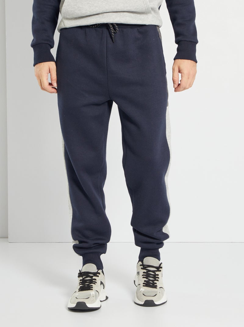 Pantalon sport color-block marine/anthracite/gris - Kiabi