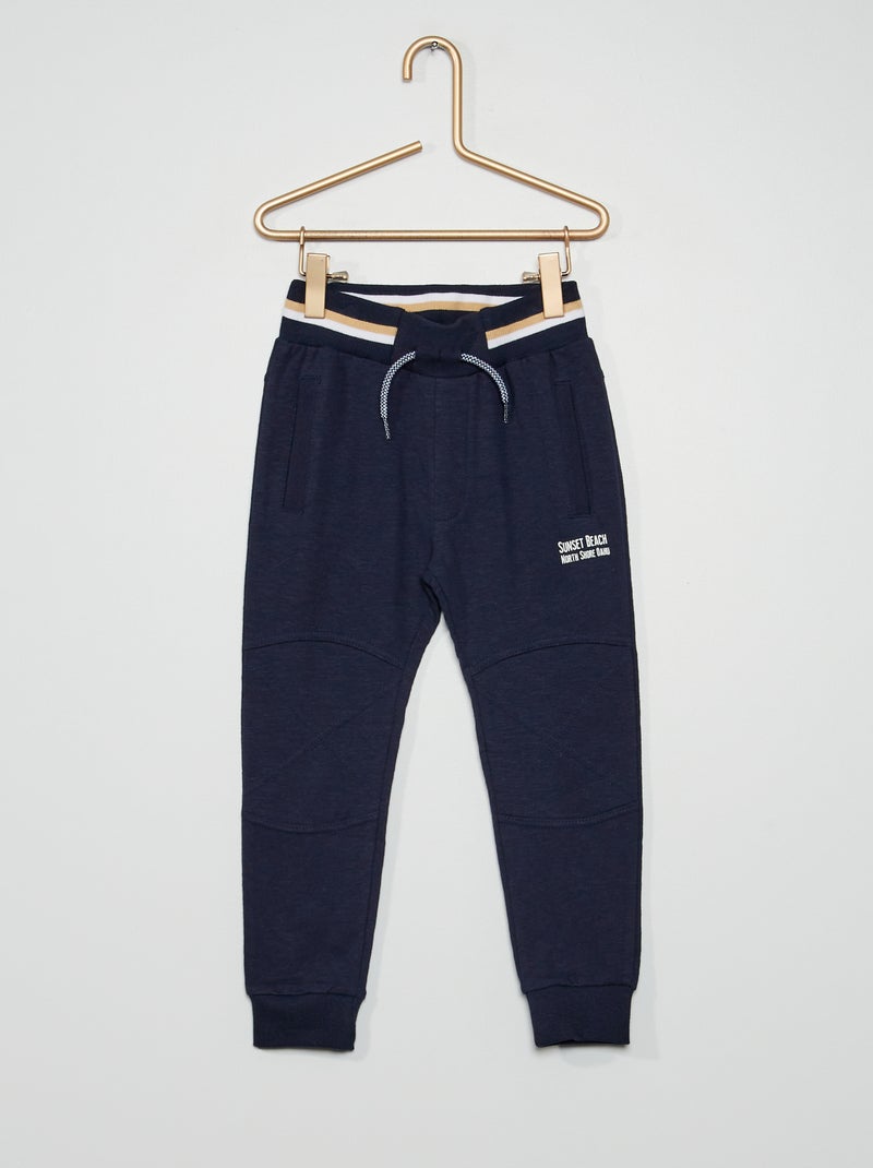 Pantalon sport en jersey bleu marine - Kiabi