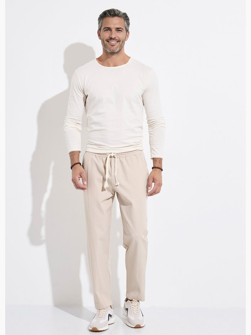 Pantalon sportswear en maille, élastiqué - AFIBEL Beige - Kiabi