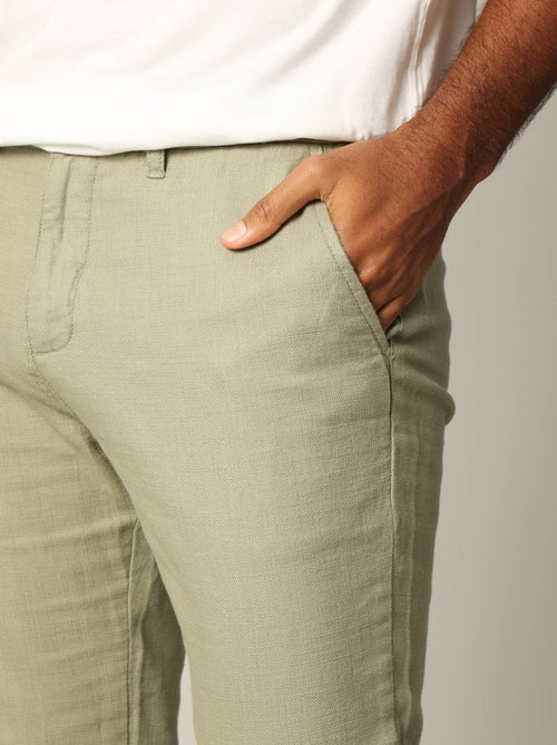 Pantalon standard en coton dobby avec braguette fermeture à glissière 'Deeluxe' - Kiabi