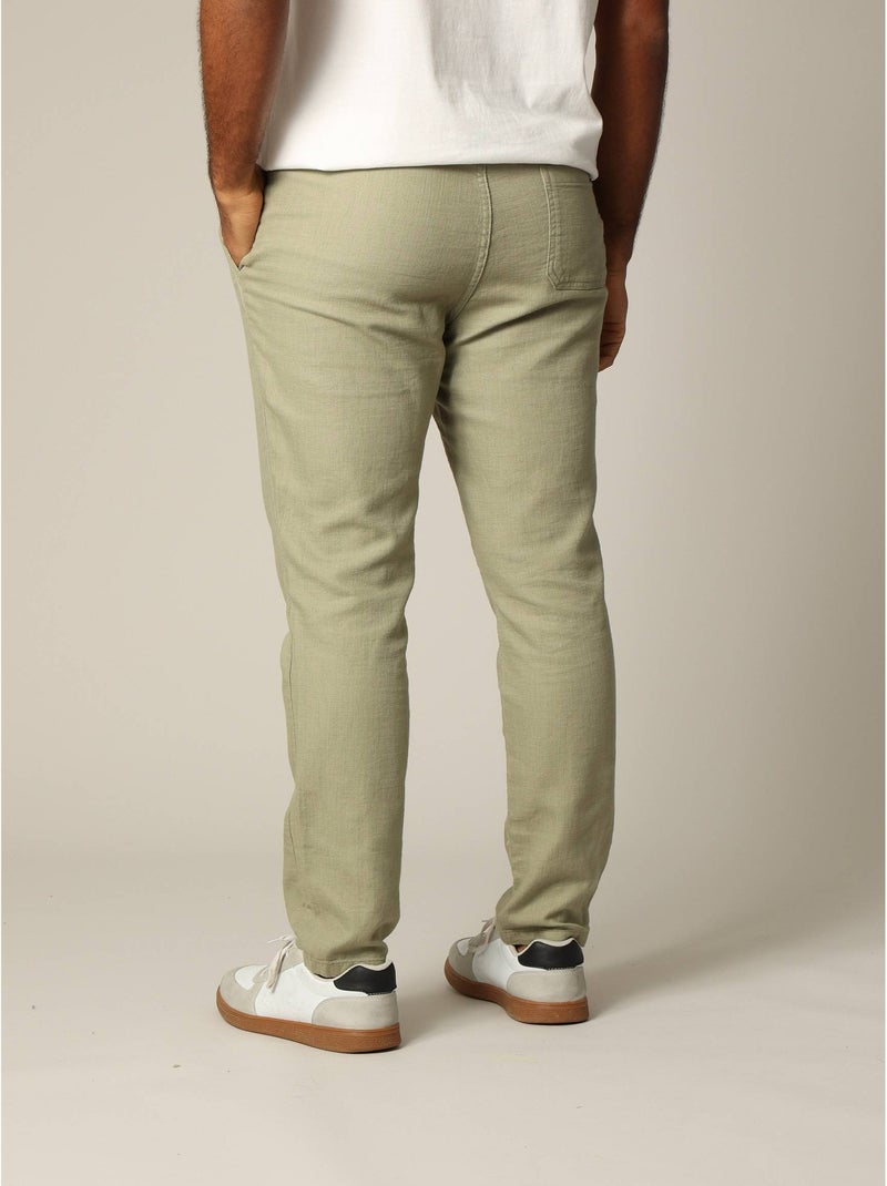 Pantalon standard en coton dobby avec braguette fermeture à glissière 'Deeluxe' Vert clair - Kiabi