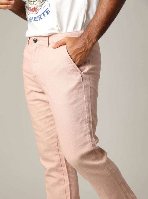 Pantalon standard en coton dobby avec braguette fermeture à glissière 'Deeluxe' - Kiabi