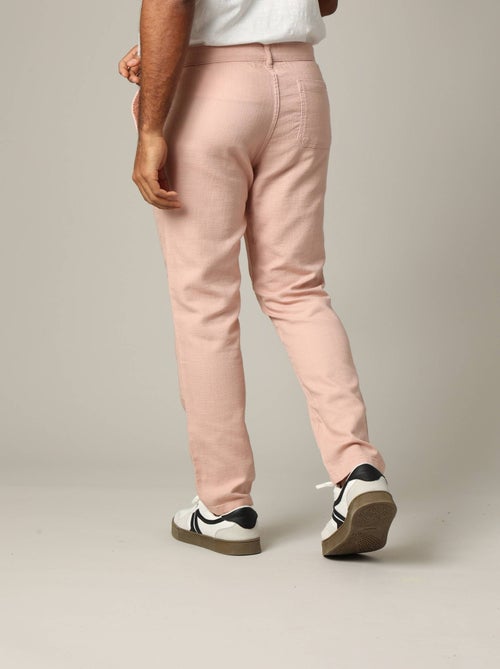 Pantalon standard en coton dobby avec braguette fermeture à glissière 'Deeluxe' - Kiabi
