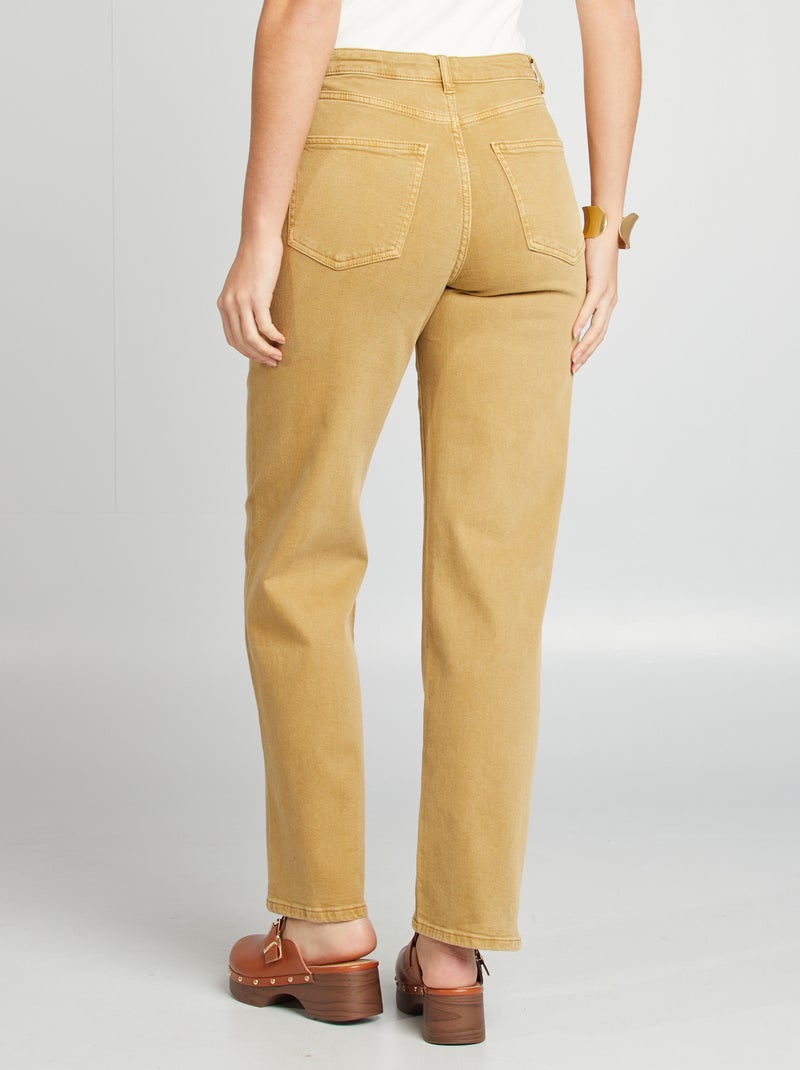 Pantalon straight en coton stretch Camel - Kiabi