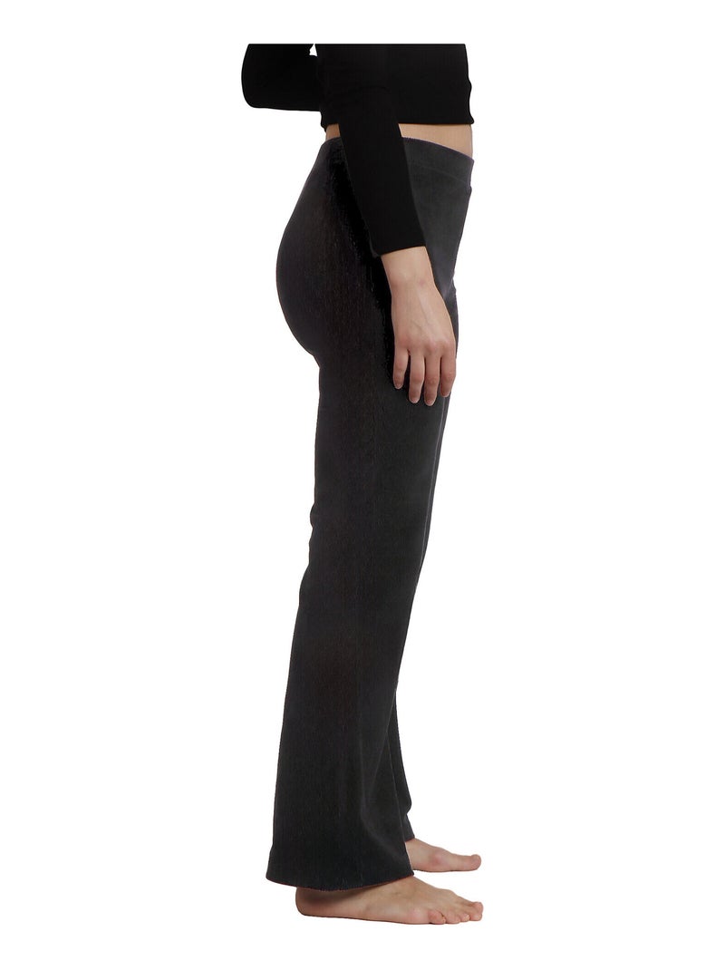 Pantalon stretch évasé velours côtelé Corduroy Noir - Kiabi