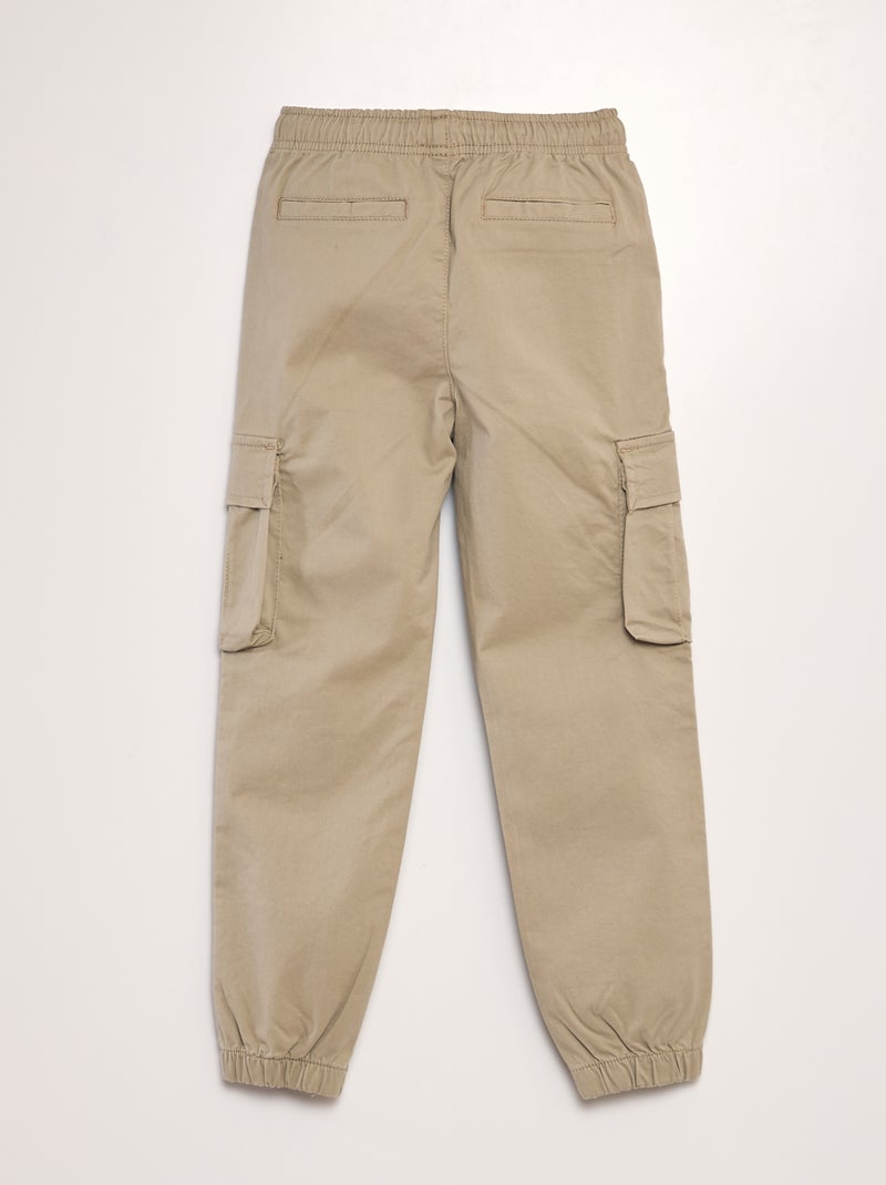 Pantalon stretch multipoches Beige - Kiabi