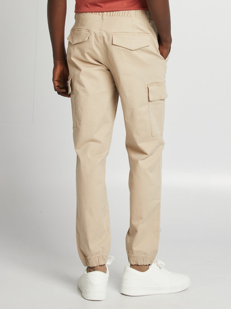 Pantalon stretch multipoches Beige - Kiabi