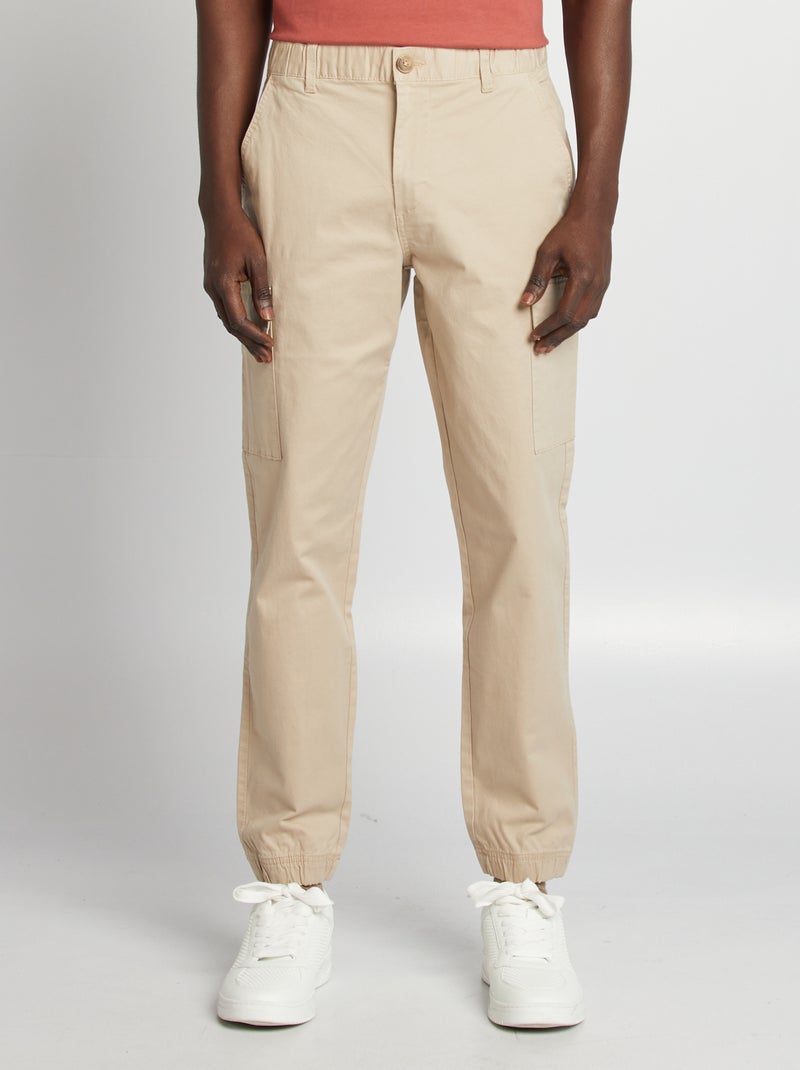 Pantalon stretch multipoches Beige - Kiabi