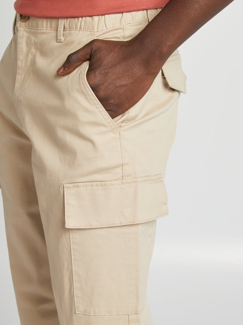 Pantalon stretch multipoches Beige - Kiabi