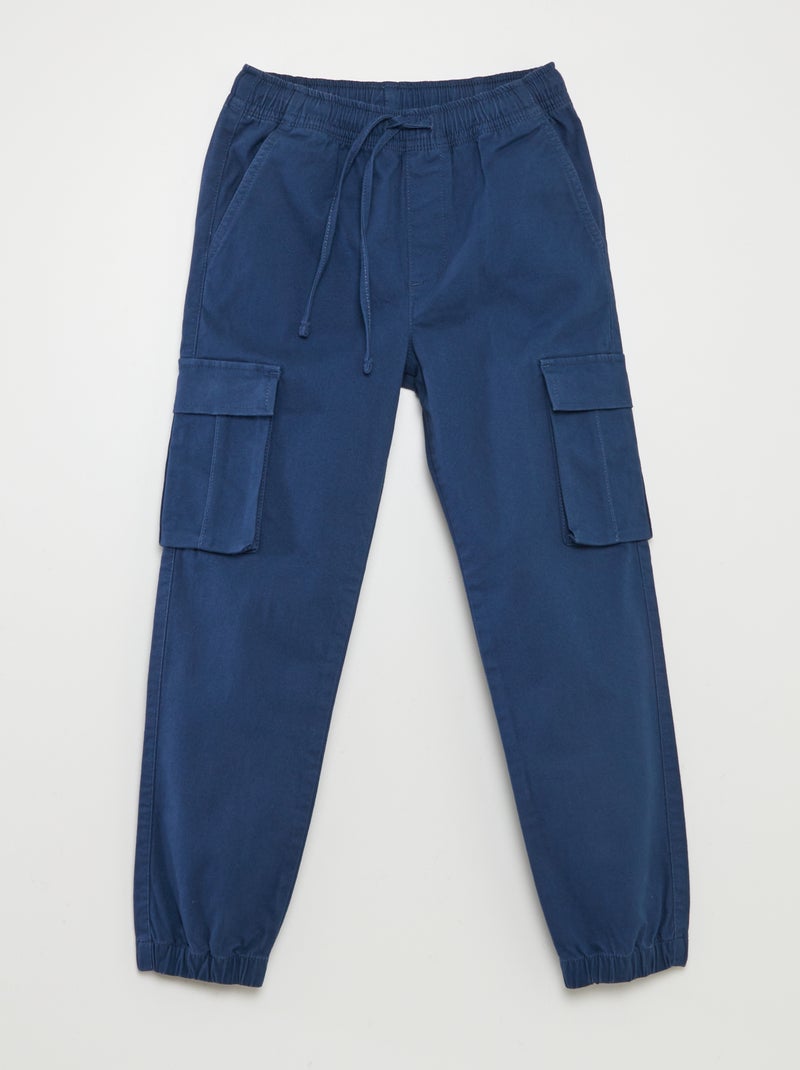 Pantalon stretch multipoches bleu - Kiabi