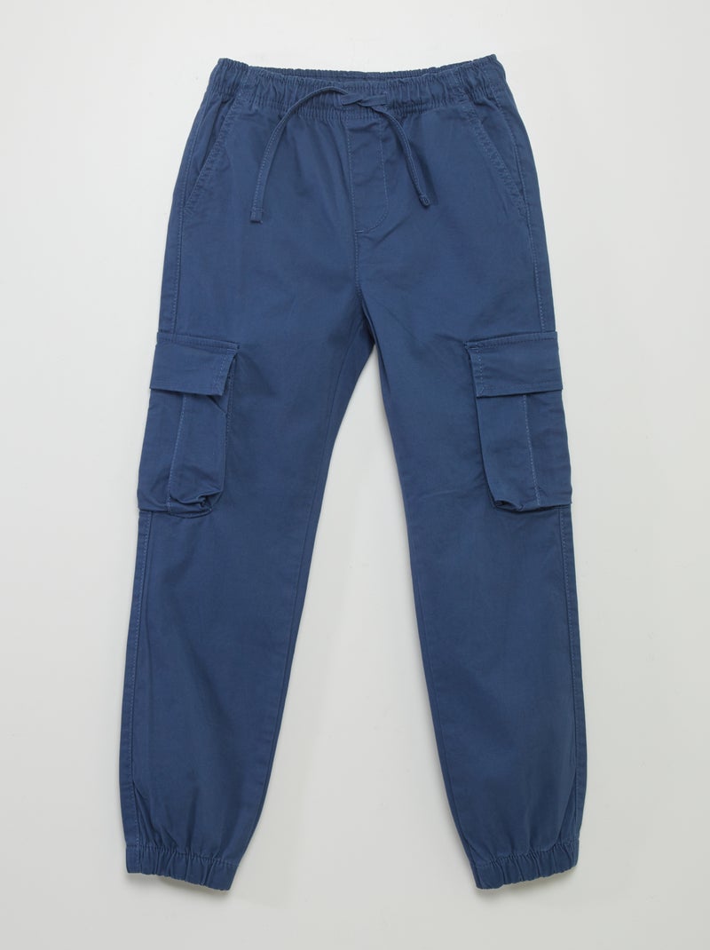 Pantalon stretch multipoches Bleu - Kiabi