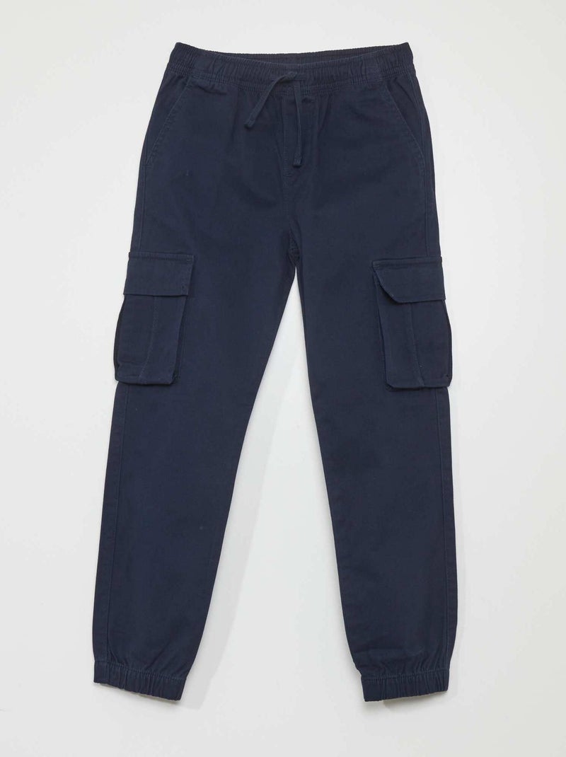 Pantalon stretch multipoches bleu marine - Kiabi