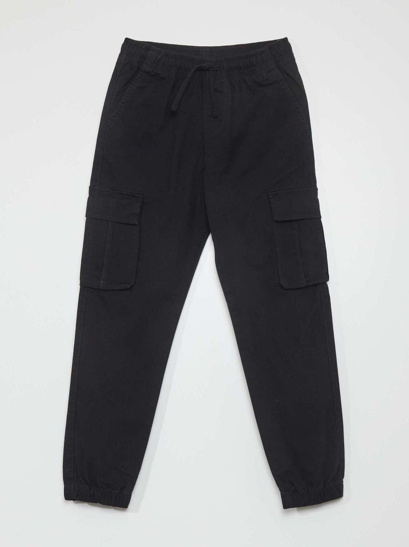 Pantalon stretch multipoches noir - Kiabi