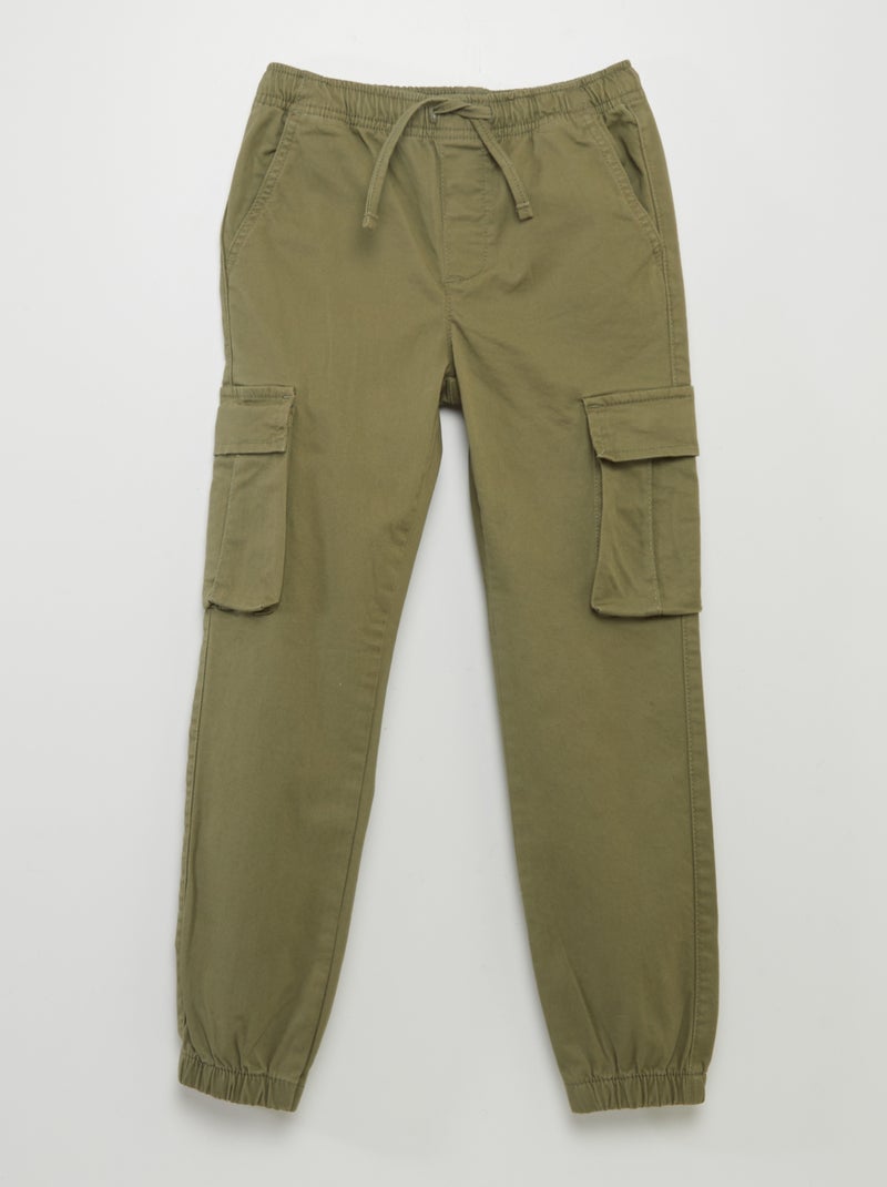 Pantalon stretch multipoches Vert - Kiabi