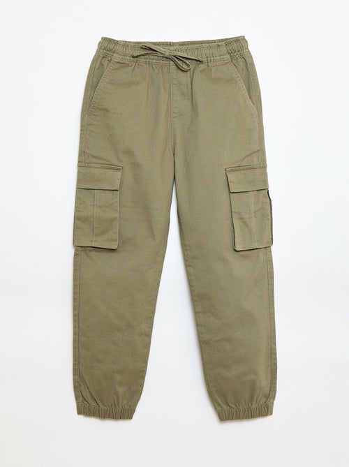 Pantalon stretch uni multipoche - Kiabi