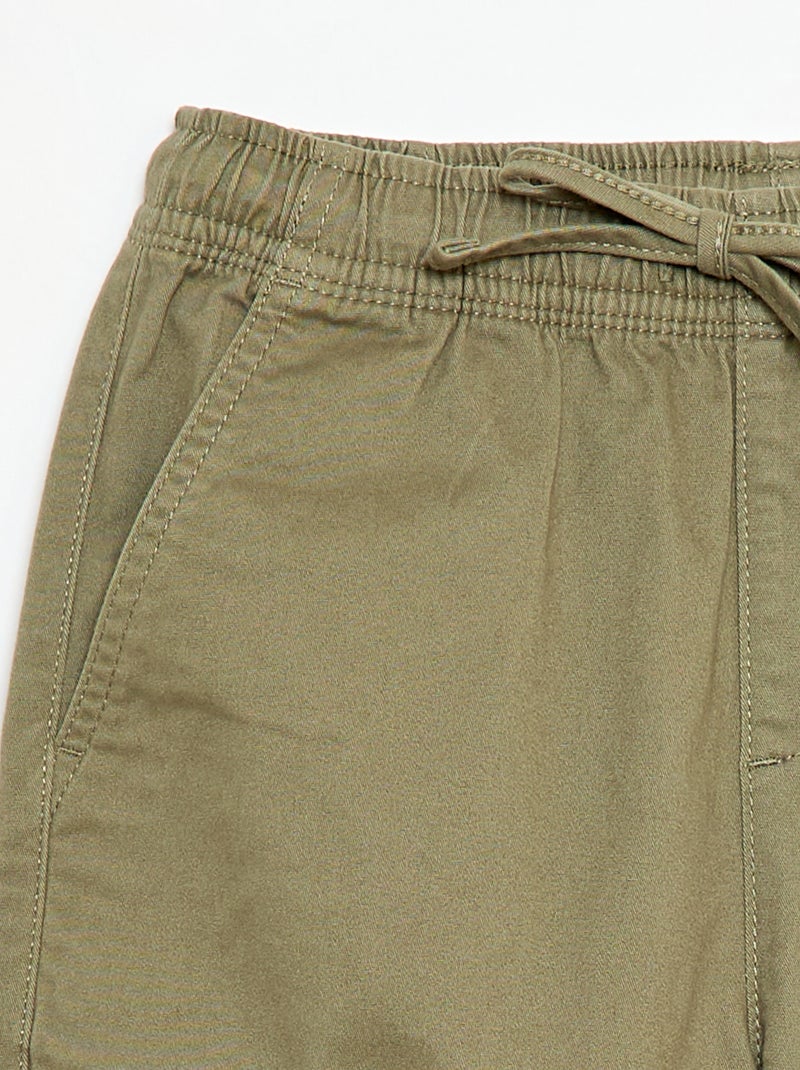 Pantalon stretch uni multipoche Vert - Kiabi