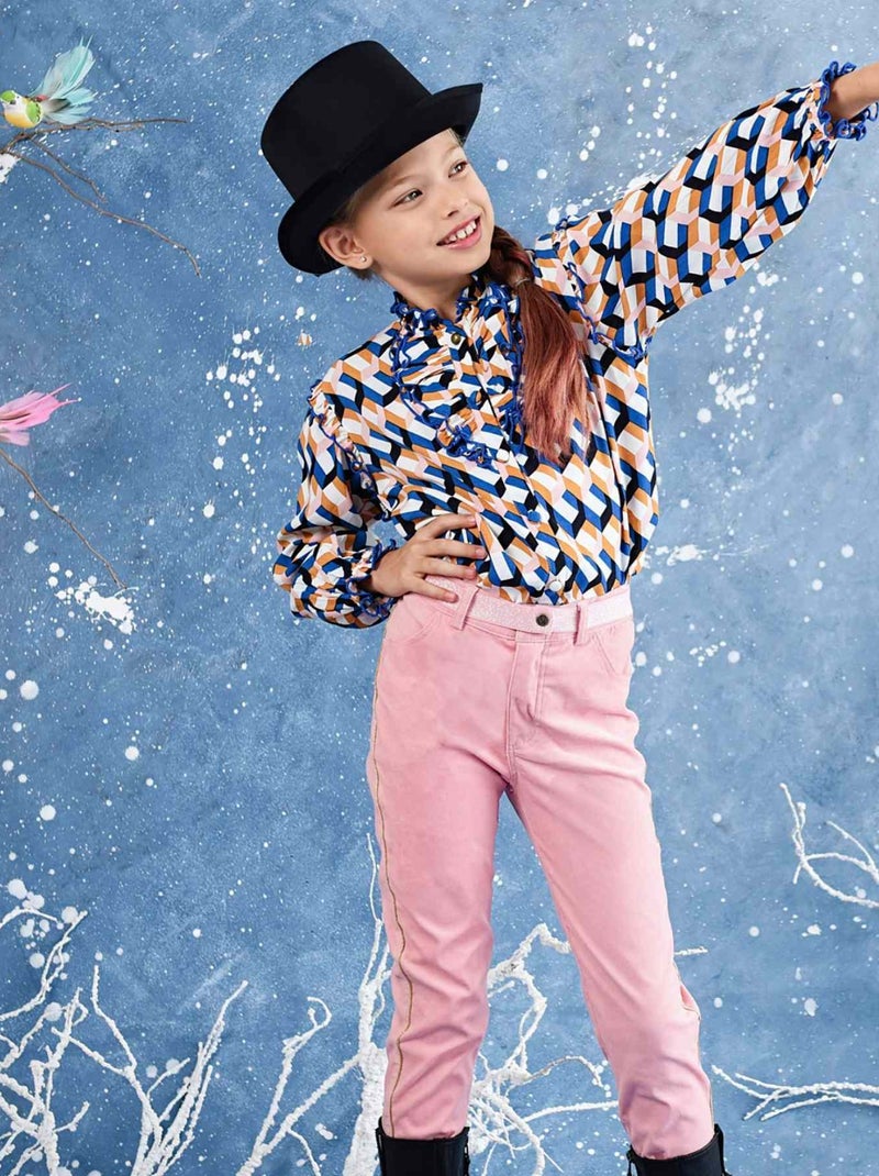 Pantalon Stretch Velours     JUMP - 'LA FAUTE A VOLTAIRE' Rose - Kiabi