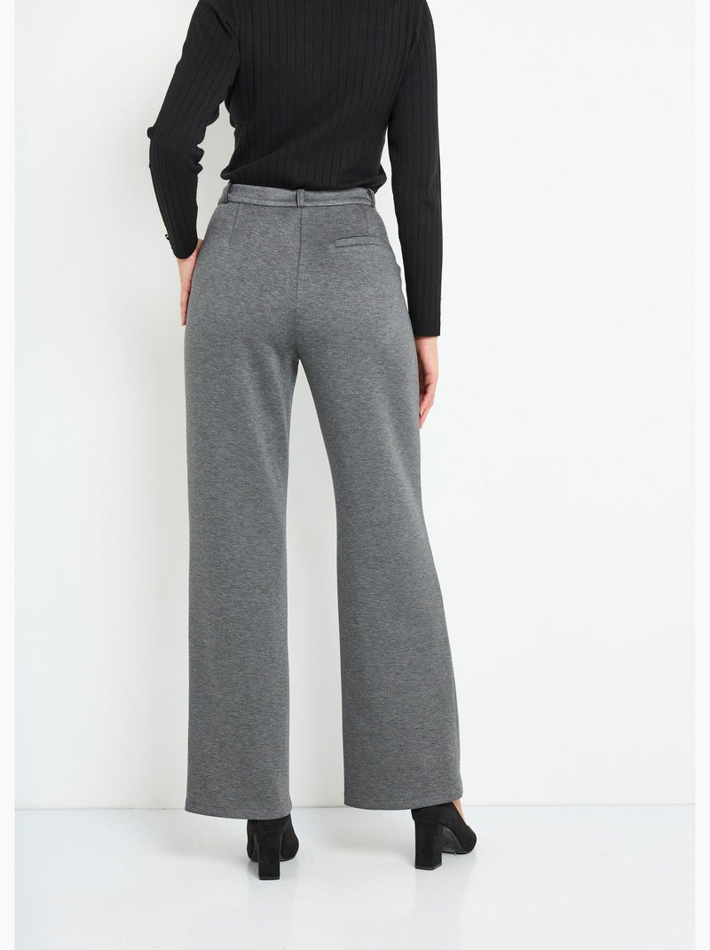 Pantalon structuré de ville maille milano unie - Afibel gris anthracite - Kiabi