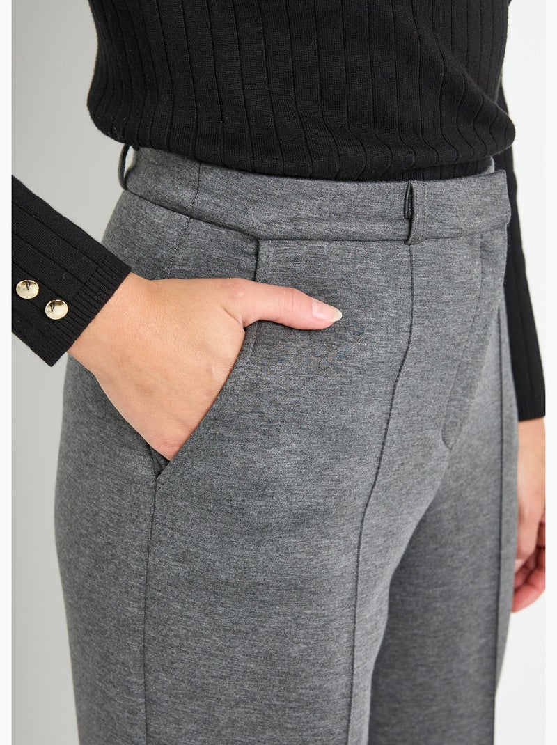 Pantalon structuré de ville maille milano unie - Afibel gris anthracite - Kiabi