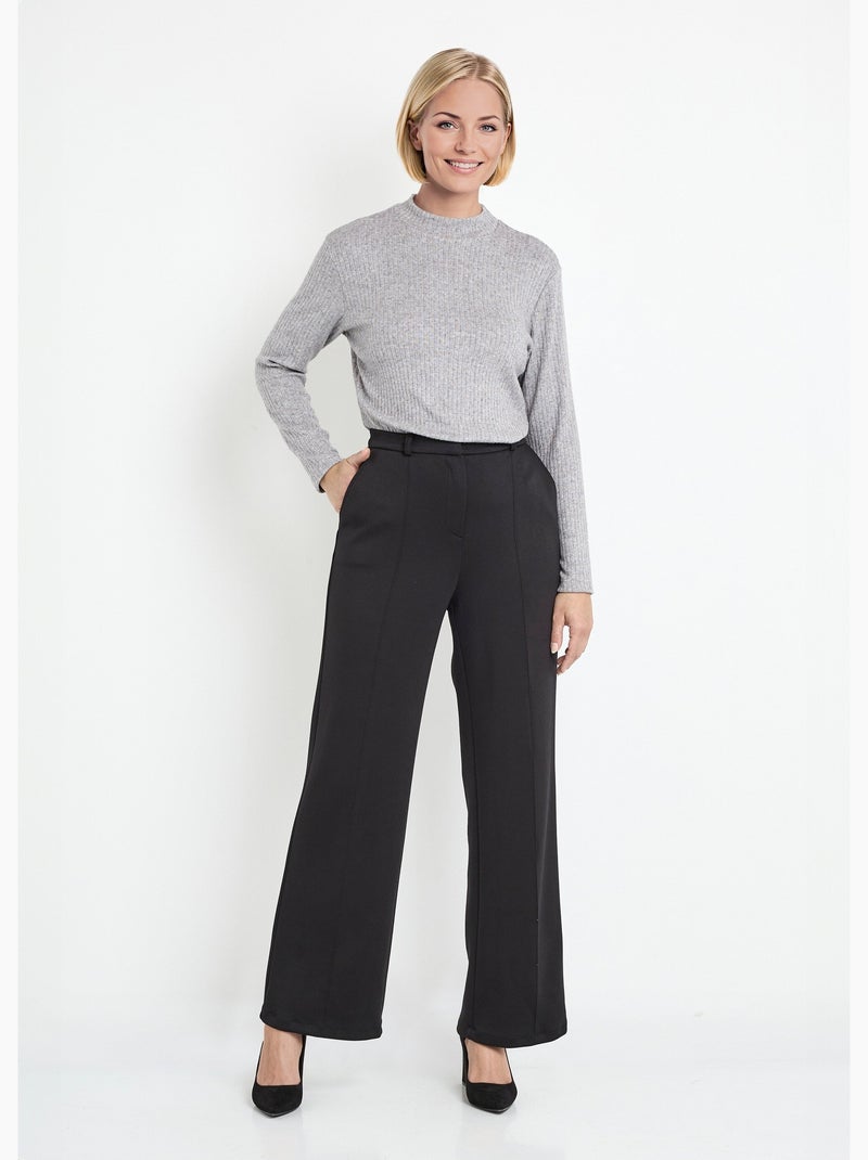 Pantalon structuré de ville maille milano unie - Afibel Noir - Kiabi