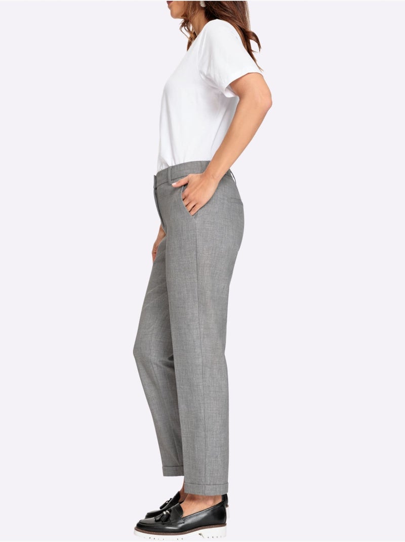 Pantalon Structure Indéformable - Taille Courte - Witt Gris chiné - Kiabi