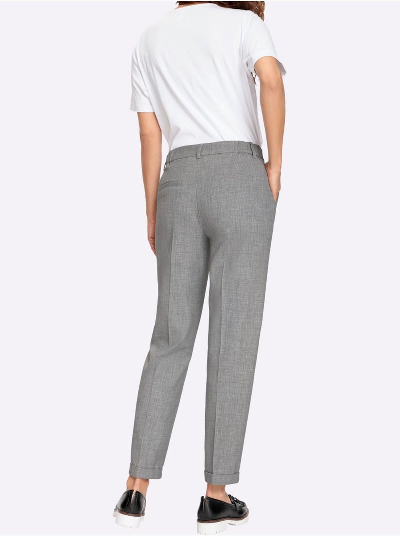 Pantalon Structure Indéformable - Taille Courte - Witt Gris chiné - Kiabi