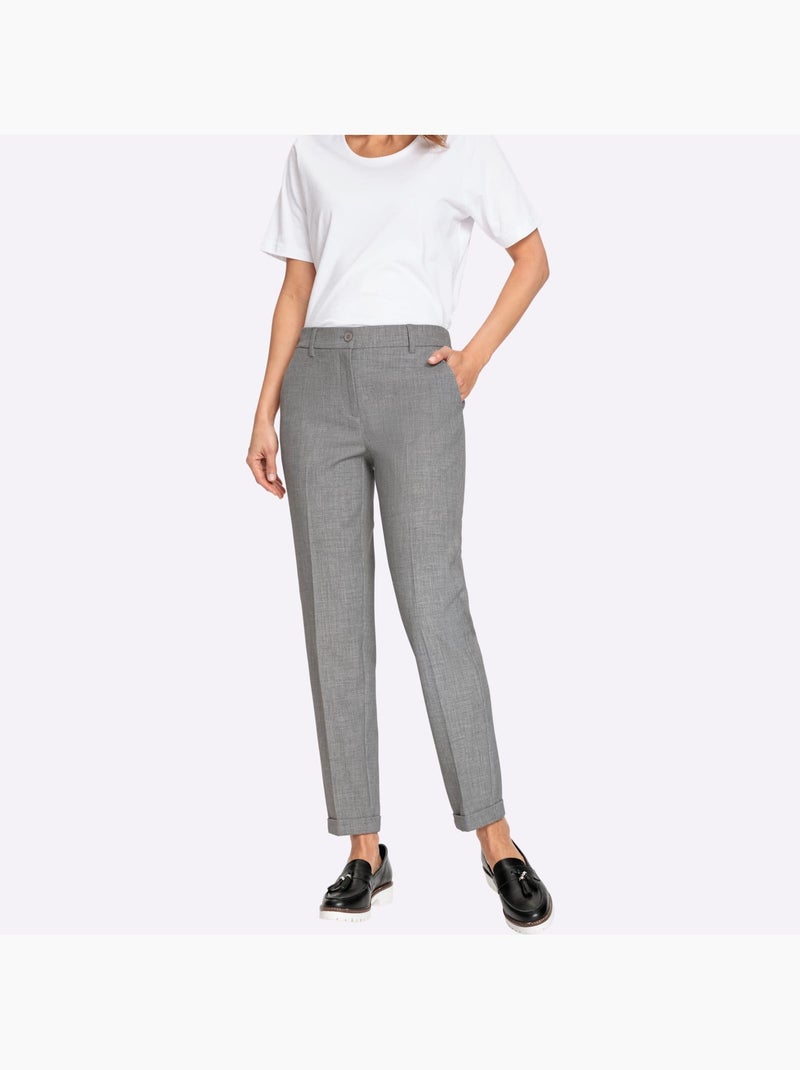 Pantalon Structure Indéformable - Taille Courte - Witt Gris chiné - Kiabi