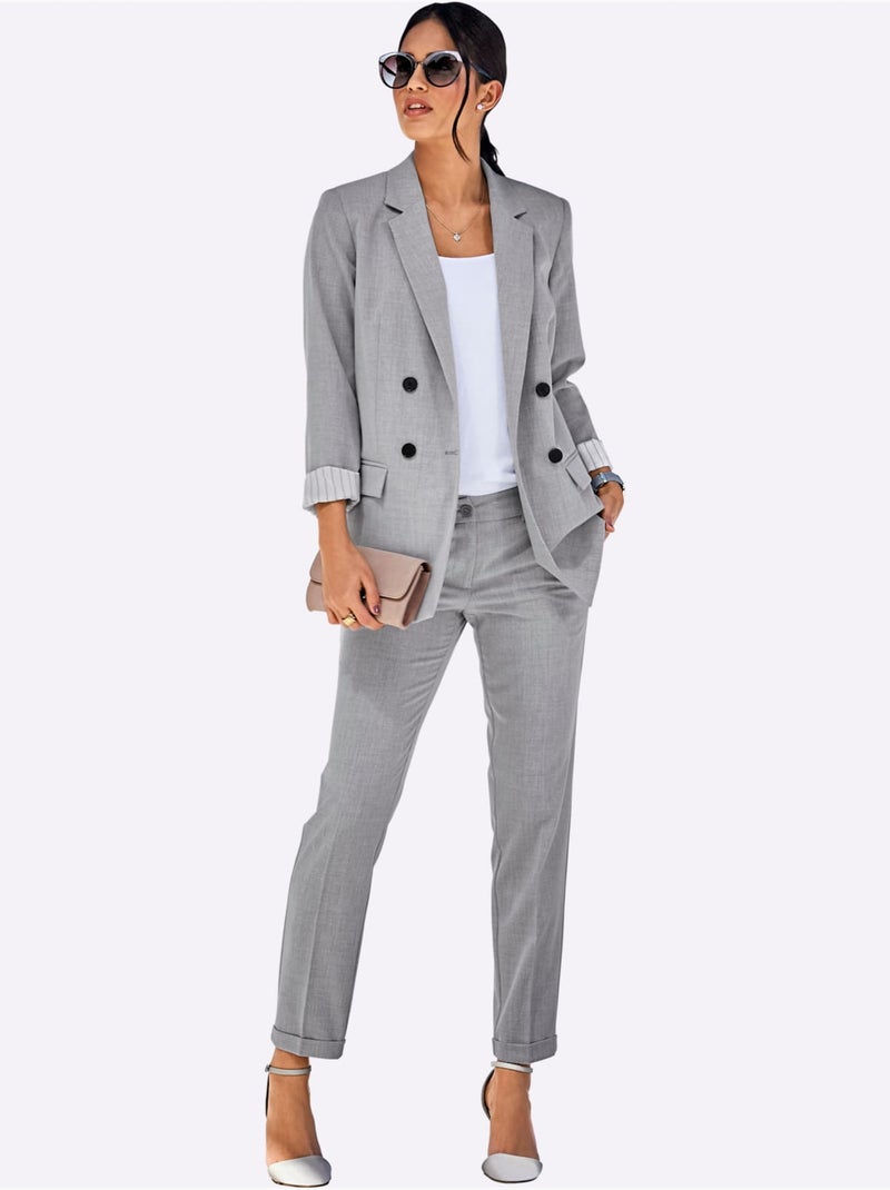 Pantalon Structure Indéformable - Taille Courte - Witt Gris clair - Kiabi