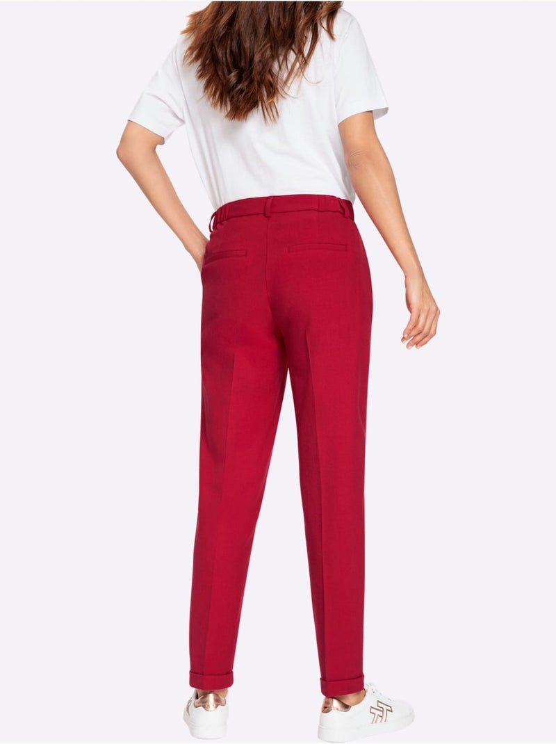 Pantalon Structure Indéformable - Taille Courte - Witt Rouge - Kiabi