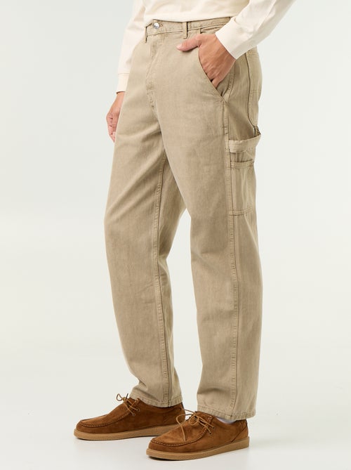 Pantalon style carpenter en denim - Kiabi