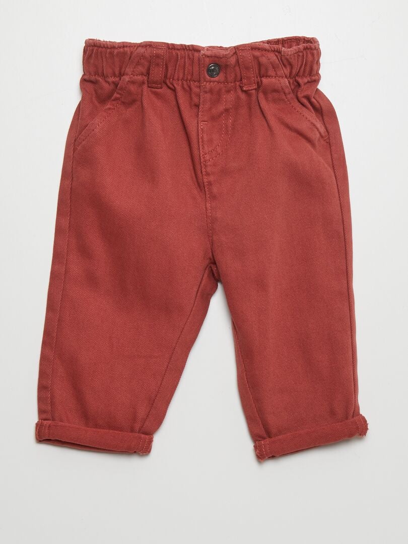 Pantalon style paper bag Rouge - Kiabi