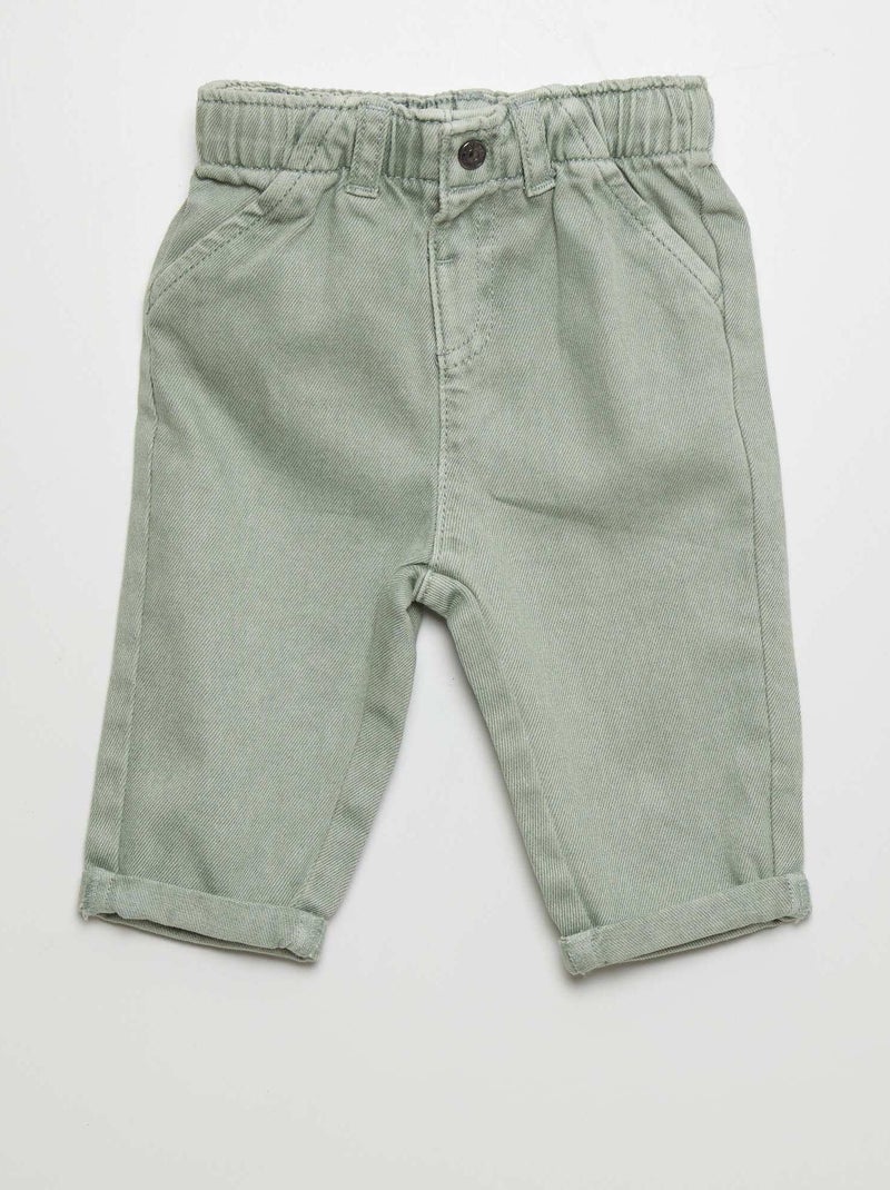 Pantalon style paper bag Vert - Kiabi