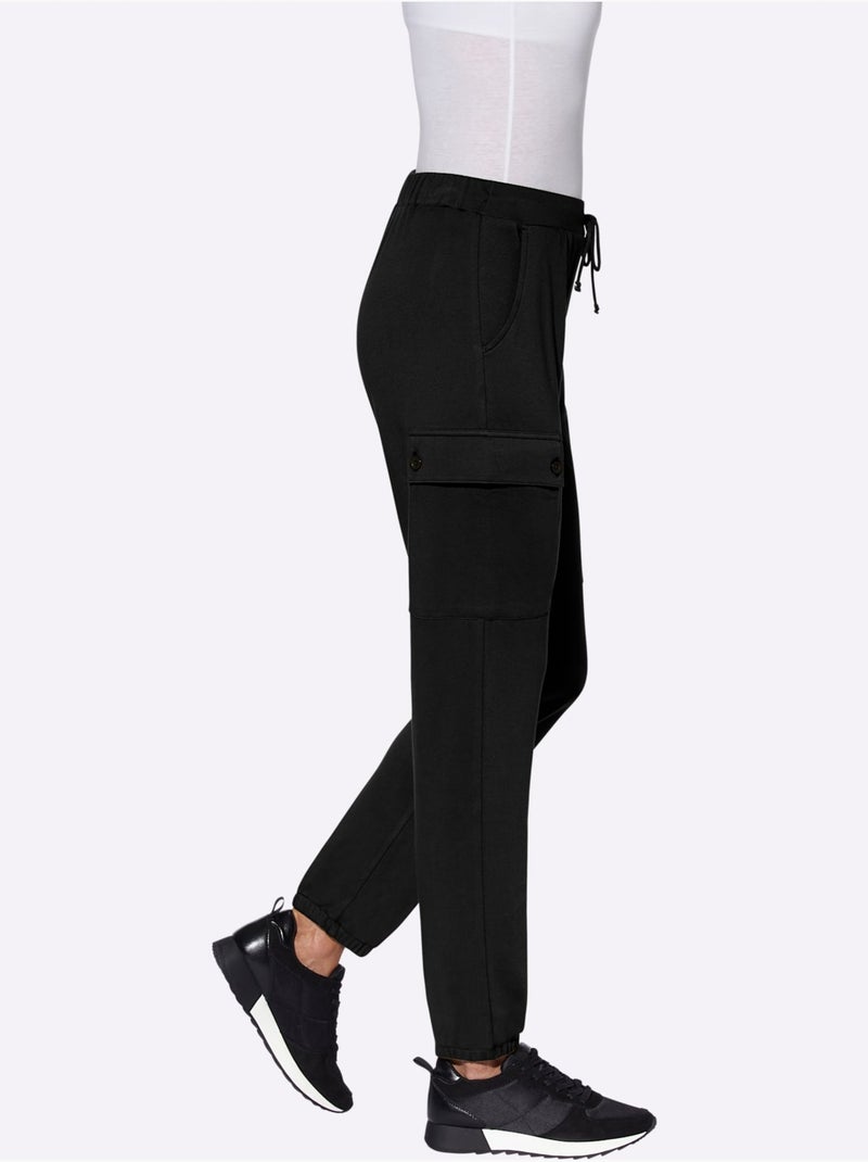 Pantalon sweat avec poches plaquées et taille élastique - taille standard - moda vilona Noir - Kiabi