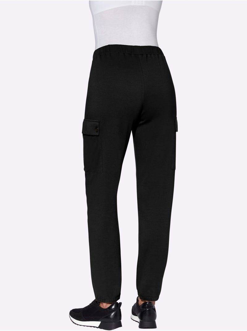 Pantalon sweat avec poches plaquées et taille élastique - taille standard - moda vilona Noir - Kiabi