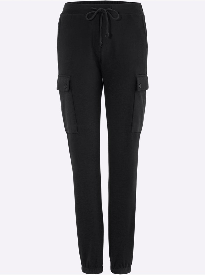 Pantalon sweat avec poches plaquées et taille élastique - taille standard - moda vilona Noir - Kiabi