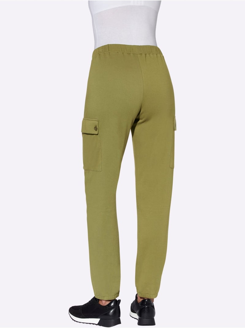 Pantalon sweat avec poches plaquées et taille élastiquée - taille standard - moda vilona Vert olive - Kiabi