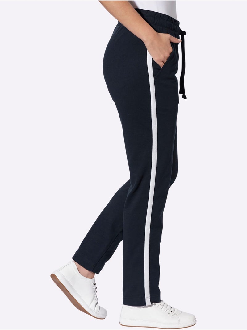 Pantalon sweat ceinture élastique, coulisse et lien à nouer - taille standard - moda vilona Bleu marine - Kiabi