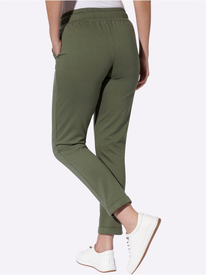 Pantalon sweat qualité sweatshirt agréable - taille courte - moda vilona Kaki - Kiabi