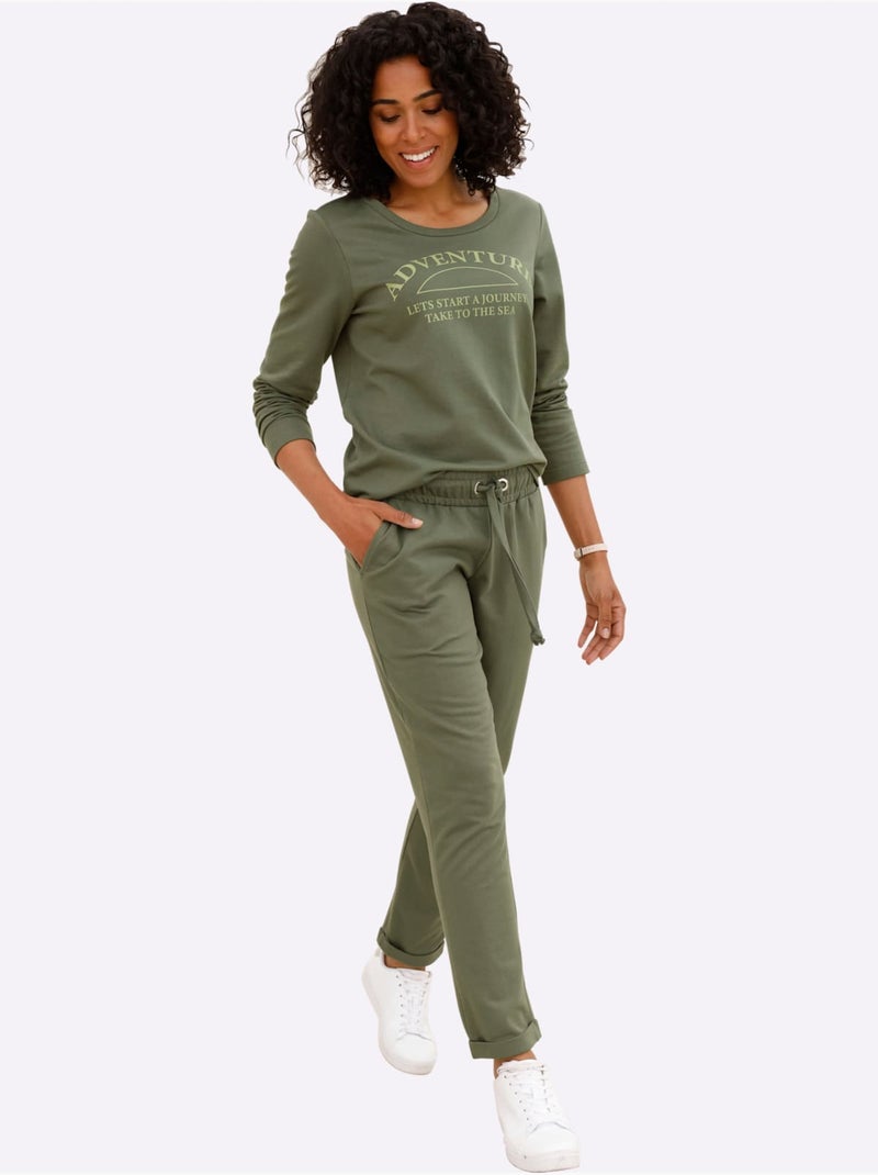 Pantalon sweat qualité sweatshirt agréable - taille courte - moda vilona Kaki - Kiabi